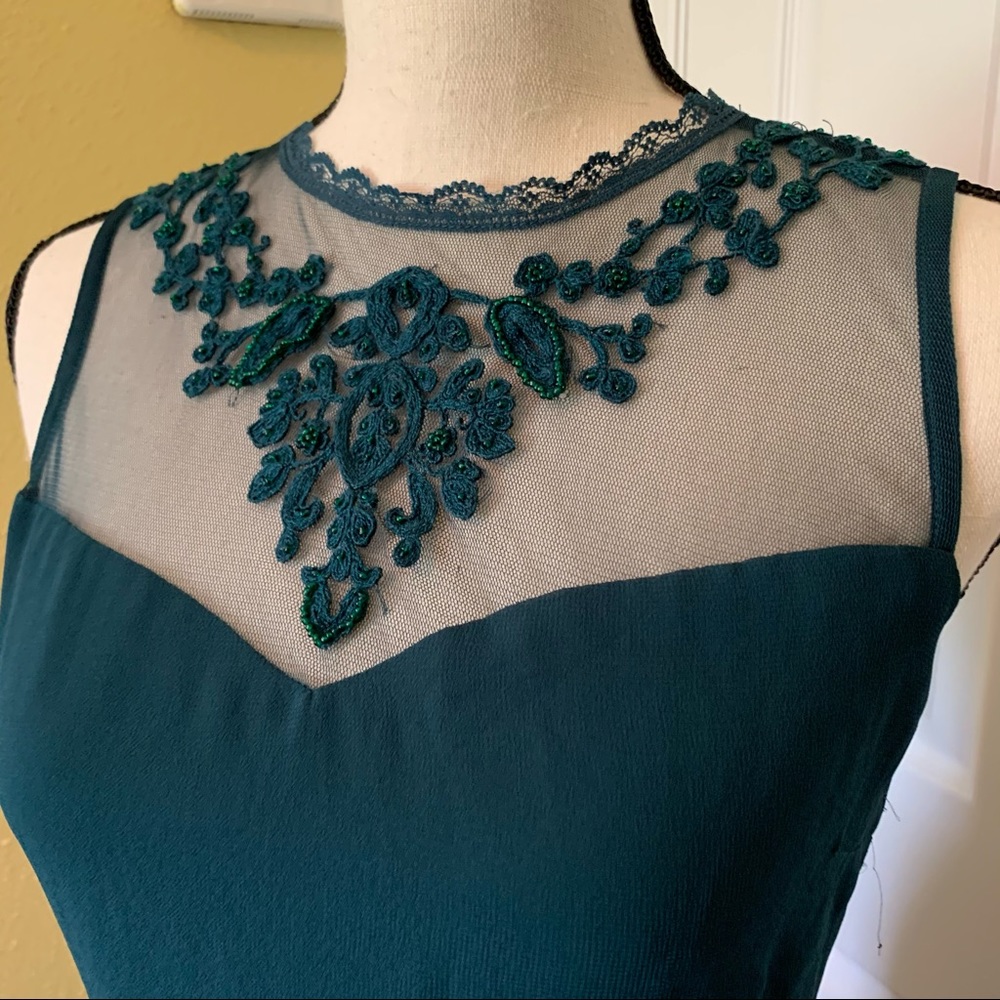 Forever 21 Emerald Green Lace & Beading Dress